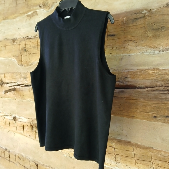 Josephine Chaus Black Sleeveless Mock Neck Silk & Nylon Sweater Size XL - Picture 2 of 5